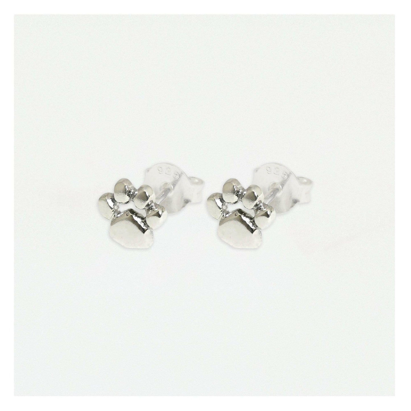 Dog Paw Silver Ear Stud Earrings Crumble and Core   