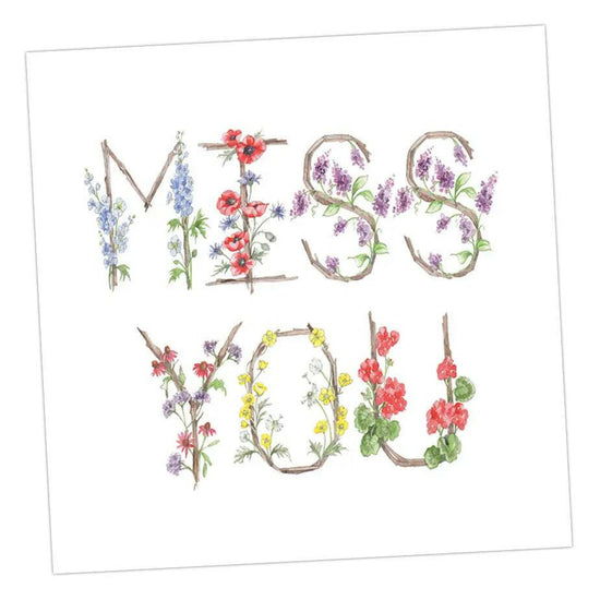 Floral Letters Miss You Greeting & Note Cards Crumble and Core   