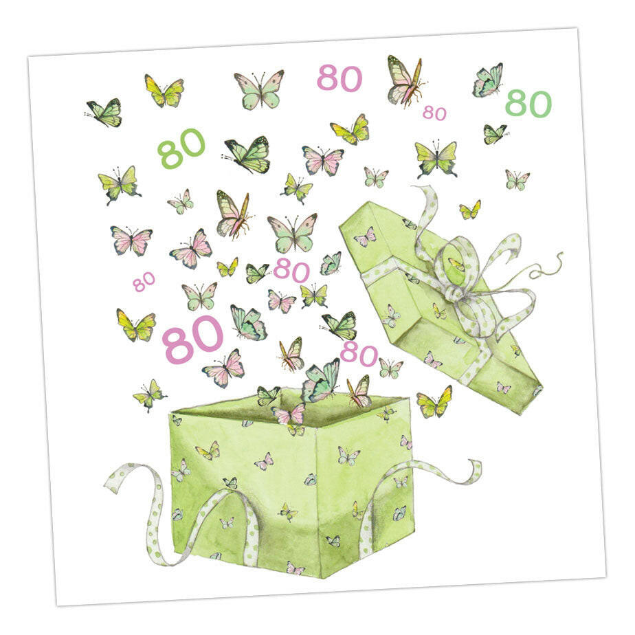 Butterfly 80th Birthday Card Greeting & Note Cards Crumble and Core   