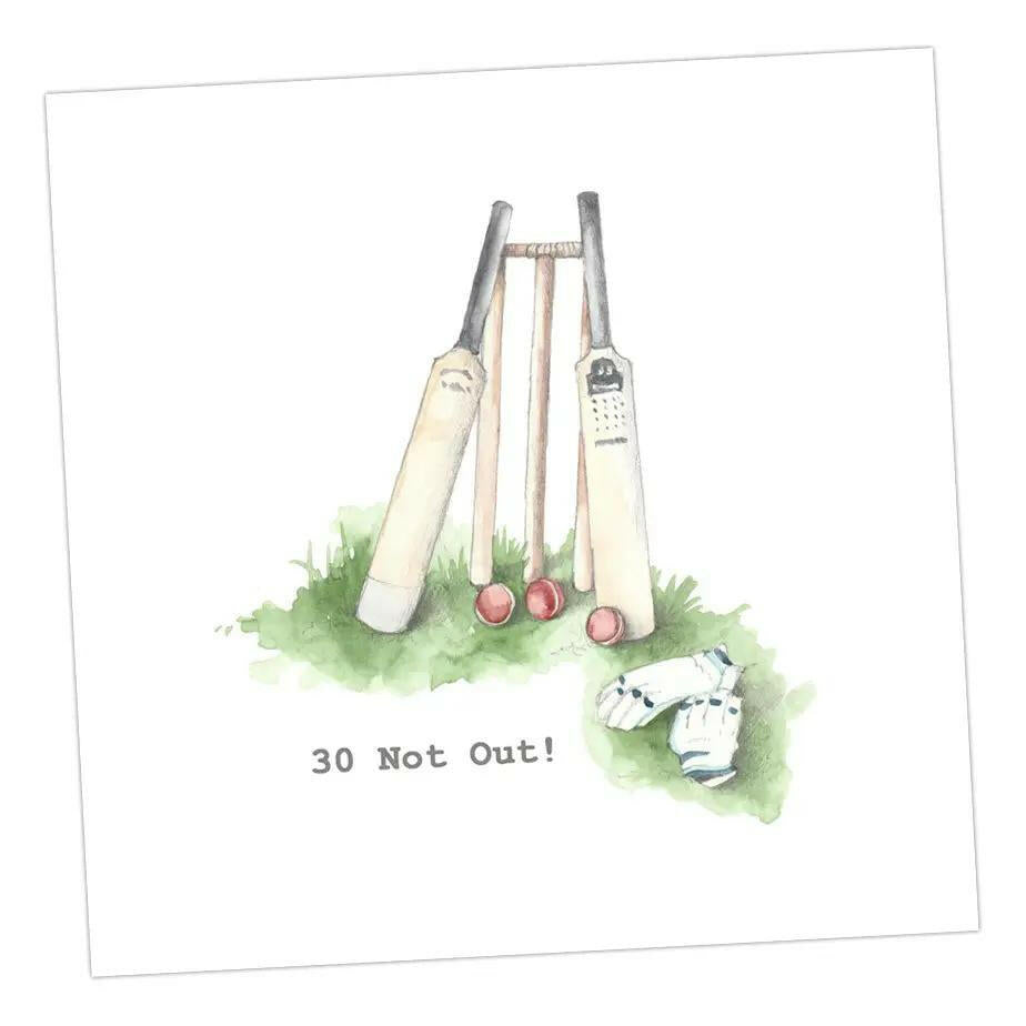 Cricket 30 Not Out Greeting  Card Greeting & Note Cards Crumble and Core   