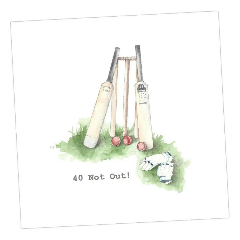 Cricket 40 Not Out Greeting Card Greeting & Note Cards Crumble and Core   