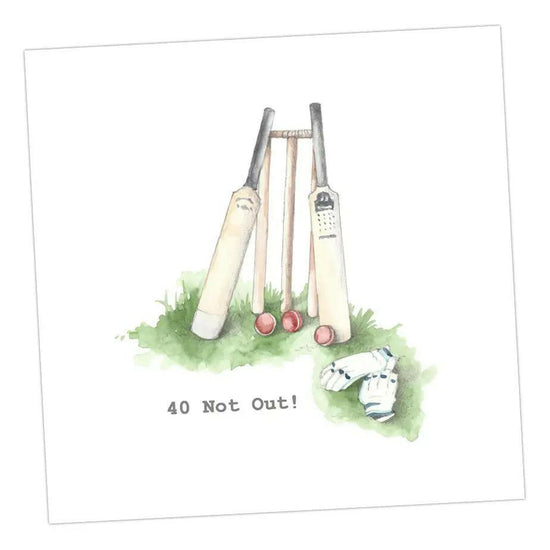 Cricket 40 Not Out Greeting Card Greeting & Note Cards Crumble and Core   