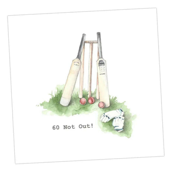 Cricket 60 Not Out Greeting Card Greeting & Note Cards Crumble and Core   