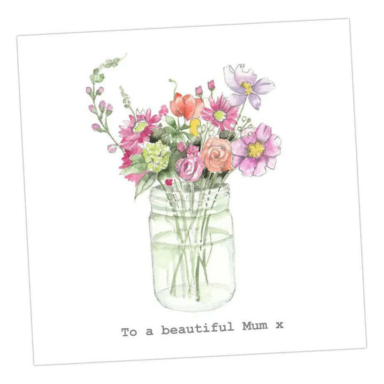 Beautiful Mum Jar of Flowers Card Greeting & Note Cards Crumble and Core   