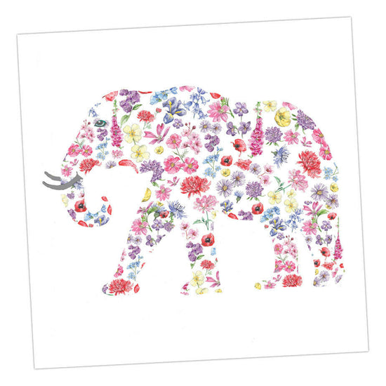 Cut Out Floral Elephant Greeting Card Greeting & Note Cards Crumble and Core   