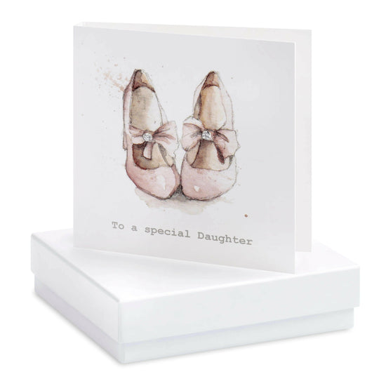 Sterling Silver Stud Earrings with Special Daughter Party Shoes Card - Gift Box Included - Crumble and Core