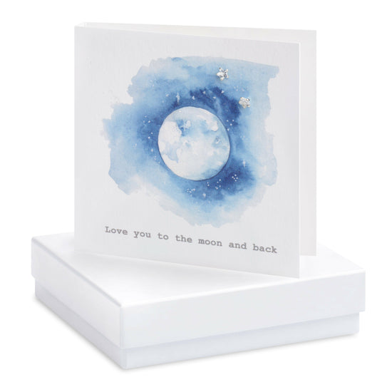 Boxed Love You To The Moon..Earring Card Earrings Crumble and Core White  