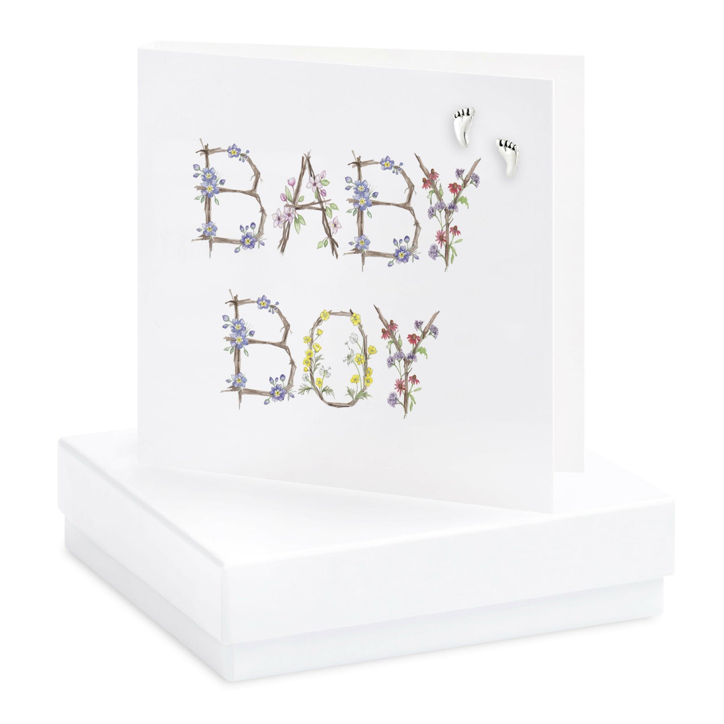 Boxed Floral Baby Boy Earring Card Earrings Crumble and Core   