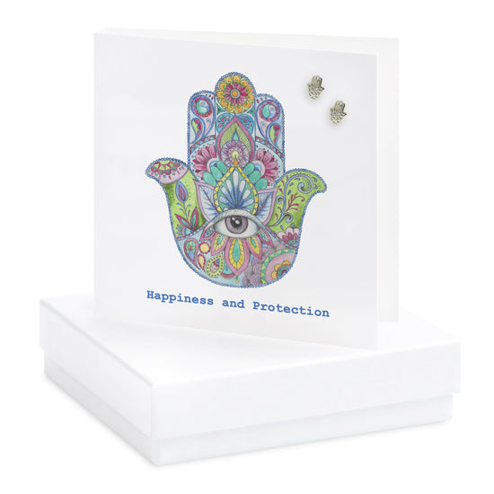 Boxed Hamsa Earring Card Earrings Crumble and Core   