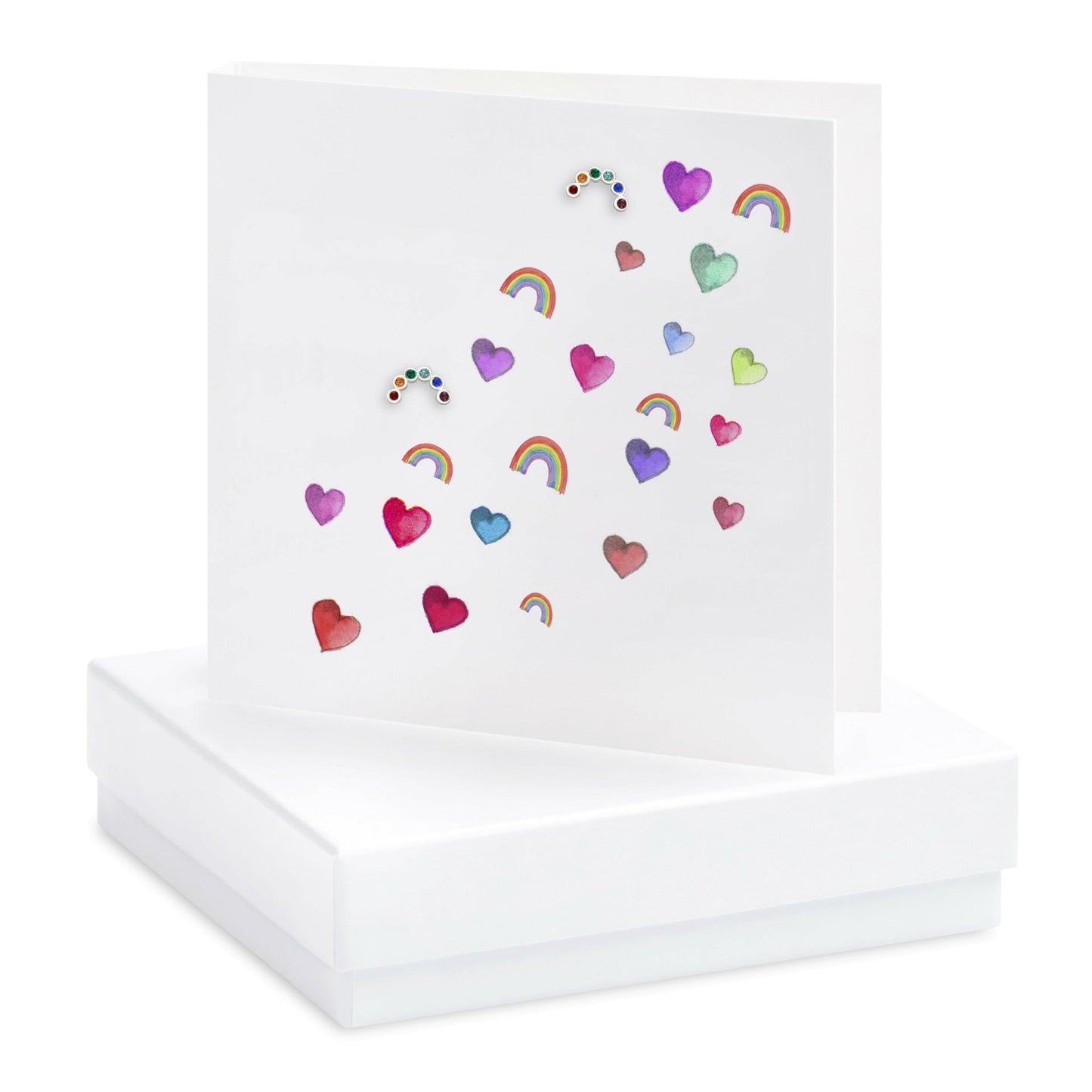 Boxed Rainbows & Hearts Card Earrings Crumble and Core   