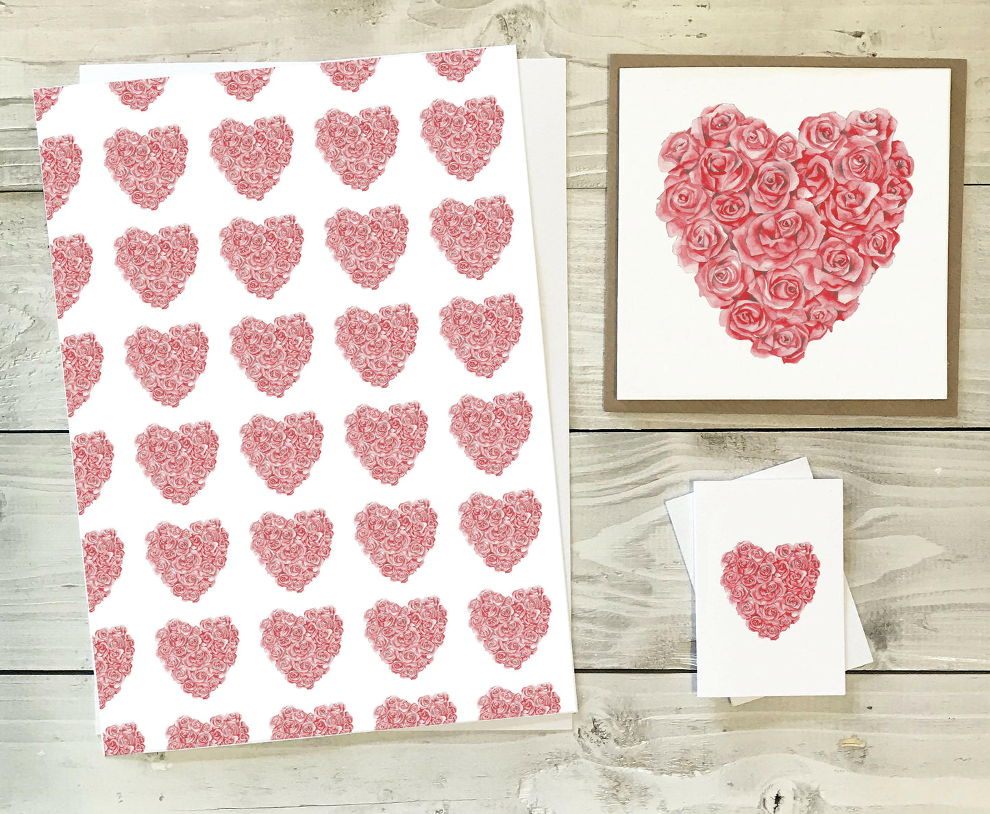 Rose Heart Gift Wrapping Gift Wrap & Tag Pack Wrapping Paper Crumble and Core   