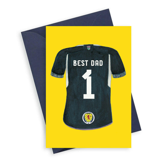 Scotland Football Shirt Best Dad 1 A6 Greeting Card Greeting & Note Cards Crumble and Core   